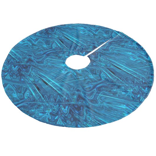 Holografisch blauw fractal FAUX Paua Abalone Shell Fleece Kerstboom Rok (Gekanteld)