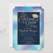 Holografisch blauw Glitter Gradup Afstuderen Kaart (Voorkant)