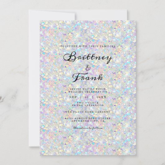 Holografisch blauw Glitter Modern White Elegant Kaart (Voorkant)