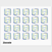 Holografisch Blauw Glitter Productlabel Vierkante Sticker (Vel)