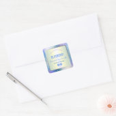 Holografisch Blauw Glitter Productlabel Vierkante Sticker (Envelop)