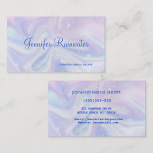 Holografisch blauw Paarse glitter Visitekaartje