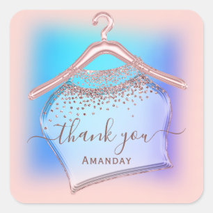 Holografisch blauw Roos Kast Hanger Logo Mode Vierkante Sticker