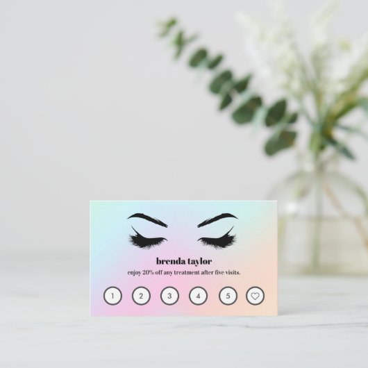 Holografisch Browbar Eyelash Custom Loyalty Visitekaartje (Staand voorkant)