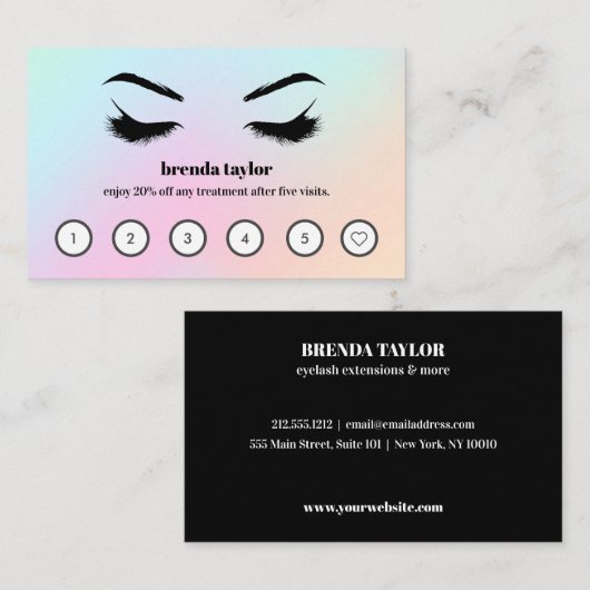Holografisch Browbar Eyelash Custom Loyalty Visitekaartje (Voorkant / Achterkant)