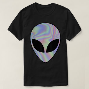 Holografisch buitenaards gezicht esthetisch t-shirt
