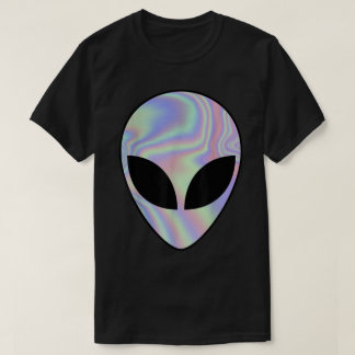 Holografisch buitenaards gezicht esthetisch t-shirt