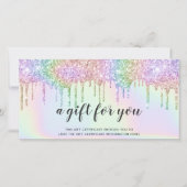 Holografisch cadeaukaart unicorn glitter druipt gl (Voorkant)
