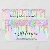 Holografisch cadeaukaart unicorn glitter druipt gl (Voorkant / Achterkant)