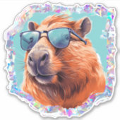 Holografisch Capybara Sticker (Voorkant)