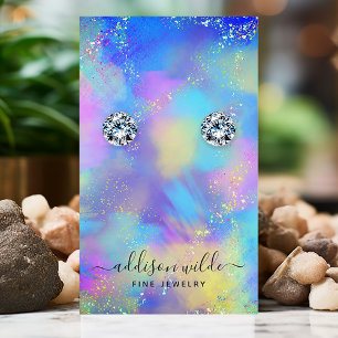 Holografisch Chic Opal Iridescente Oorbel Display Visitekaartje