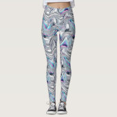 Holografisch chroom iriserend futuristisch patroon leggings (Voorkant)