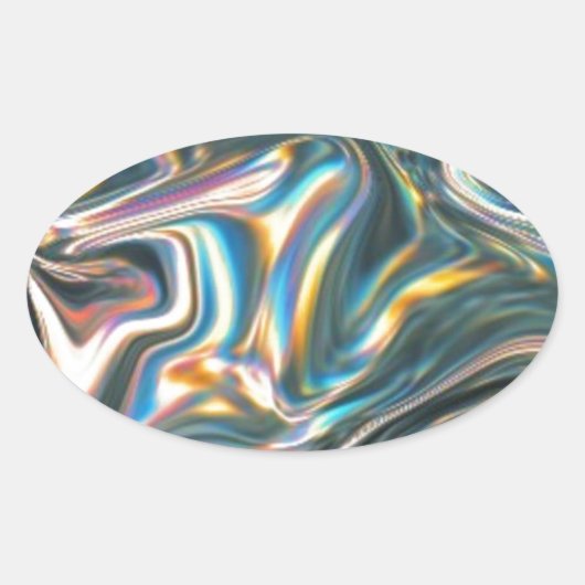 Holografisch chroom ovale sticker (Voorkant)