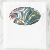 Holografisch chroom ovale sticker (Tas)