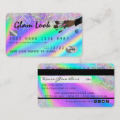 Holografisch creditcard Glitter Makeup Artist MUA Visitekaartje (Voorkant / Achterkant)
