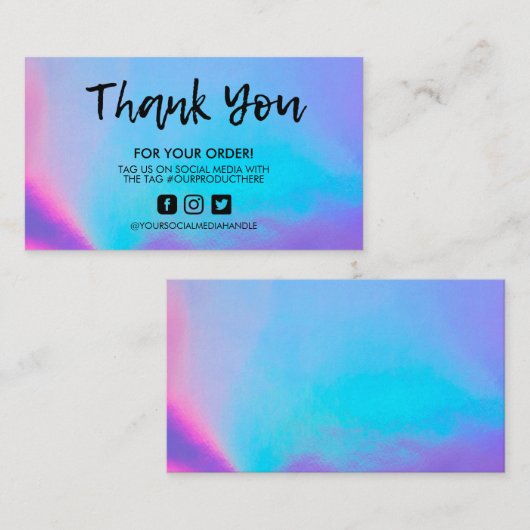 Holografisch Dank u voor kleine bedrijven Visitekaartje (Voorkant / Achterkant)