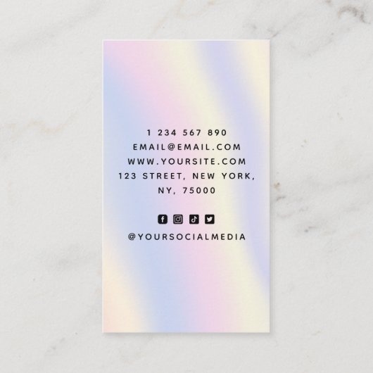 Holografisch deegelregenboog Voeg uw Logo- en kwal Visitekaartje (Achterkant)