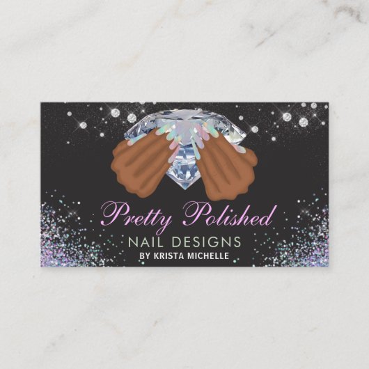 Holografisch diamantnagels Visitekaartje (Voorkant)