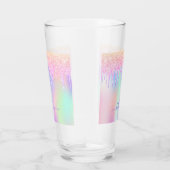 Holografisch eenhoornglitter druppelt de regenboog glas (Rechts)