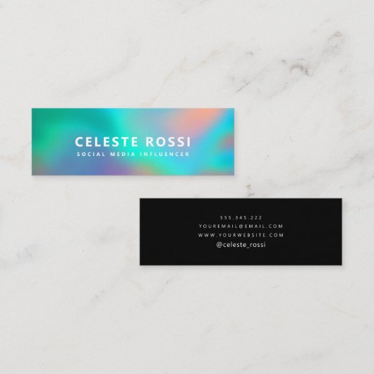 Holografisch eenhoornvormig sociaal insteekmodel mini visitekaartje (Voorkant / Achterkant)