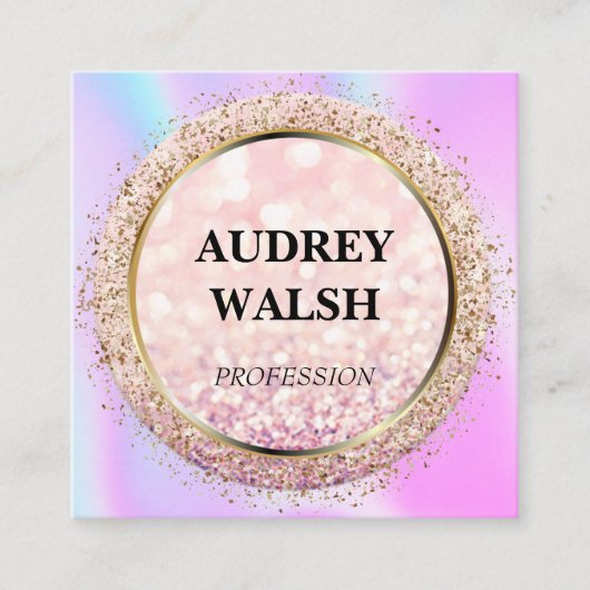 Holografisch eenvoudig modern vierkant visitekaart vierkante visitekaartje (Voorkant)