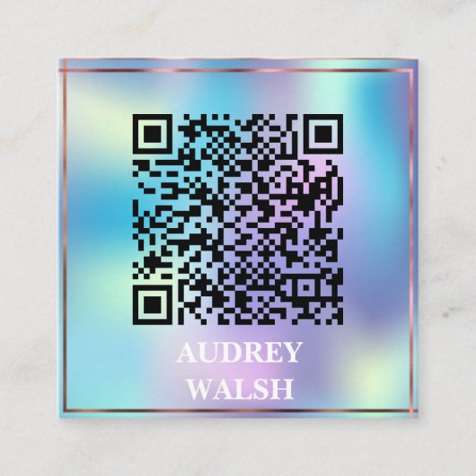 Holografisch eenvoudig moderne quar-code vierkante visitekaartje (Voorkant)