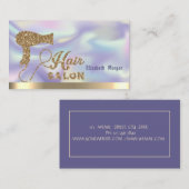 Holografisch elegant Gold Glitter Hairdryer Visitekaartje (Voorkant / Achterkant)