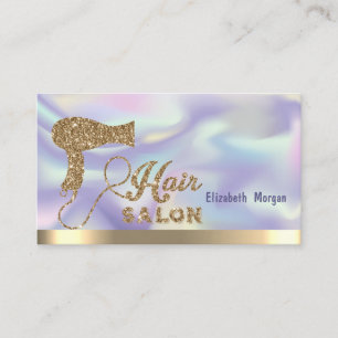 Holografisch elegant Gold Glitter Hairdryer Visitekaartje