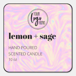 Holografisch en zwart uw Logo kaarsenetiket Vierkante Sticker