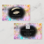 Holografisch Eyelash Brow Makeup Logo QR Code Blac Visitekaartje (Voorkant / Achterkant)