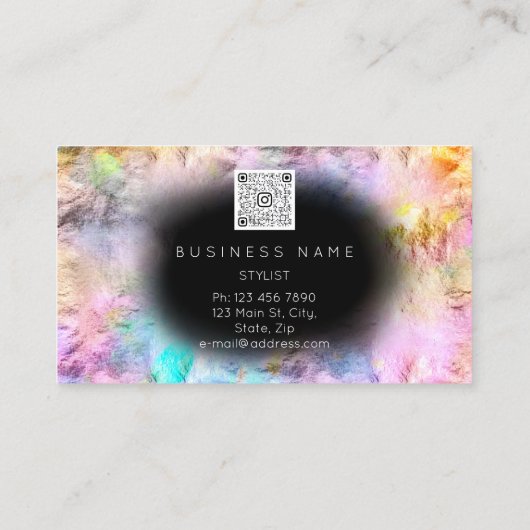 Holografisch Eyelash Brow Makeup Logo QR Code Blac Visitekaartje (Achterkant)