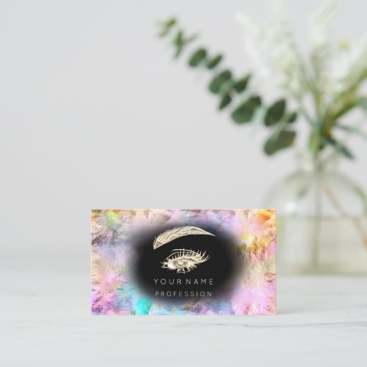 Holografisch Eyelash Brow Makeup Logo QR Code Blac Visitekaartje (Staand voorkant)