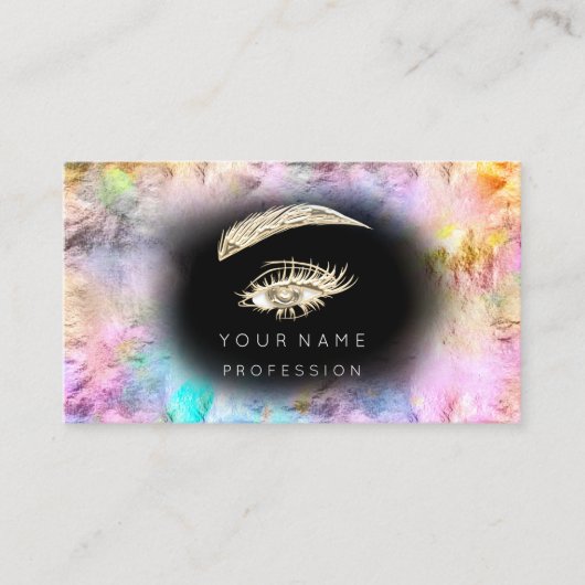 Holografisch Eyelash Brow Makeup Logo QR Code Blac Visitekaartje (Voorkant)