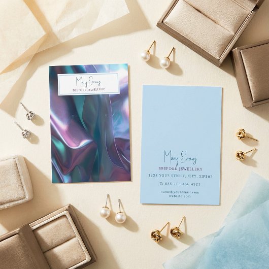 Holografisch fabric effect oorenkaart visitekaartje