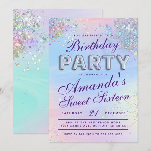 Holografisch Feest Kaart (Voorkant / Achterkant)