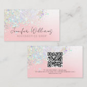 Holografisch filter Aangepaste Qr-code Roze pasta Visitekaartje (Voorkant / Achterkant)