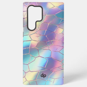 Holografisch Folie Achtergrondpatroon Monogram Samsung Galaxy Hoesje