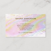 Holografisch geborsteld roze Modern Monogram Elega Visitekaartje (Achterkant)