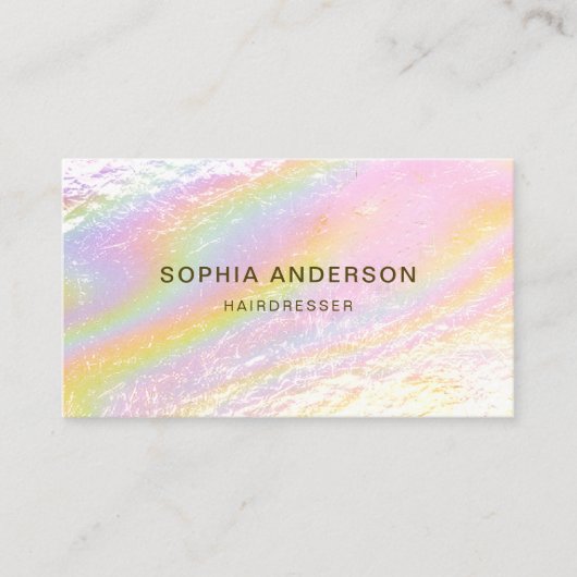 Holografisch geborsteld roze moderne minimalistisc visitekaartje (Voorkant)