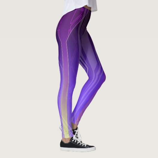 Holografisch geel en Paars Sci-Fi-paneel Leggings (Rechts)