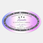 Holografisch gekleurde zilver Glitter-productlabel Ovale Sticker (Voorkant)