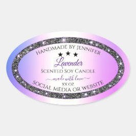 Holografisch gekleurde zilver Glitter-productlabel Ovale Sticker