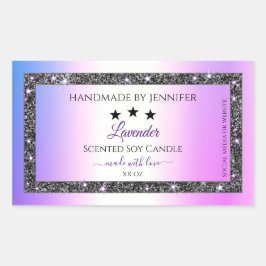 Holografisch gekleurde zilver Glitter-productlabel Rechthoekige Sticker