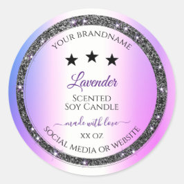 Holografisch gekleurde zilver Glitter-productlabel Ronde Sticker