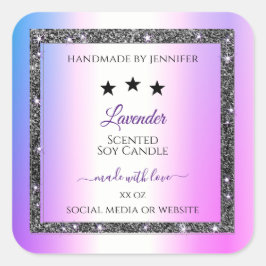 Holografisch gekleurde zilver Glitter-productlabel Vierkante Sticker