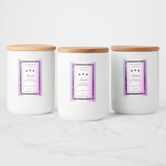 Holografisch gekleurde zilver Glitter-productlabel Voedselcontainer Etiket (Flessen)