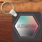 Holografisch gepersonaliseerd pastelverloop sleutelhanger (Voorkant)