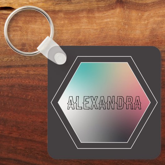 Holografisch gepersonaliseerd pastelverloop sleutelhanger (Voorkant)
