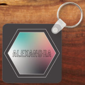 Holografisch gepersonaliseerd pastelverloop sleutelhanger (Achterkant)