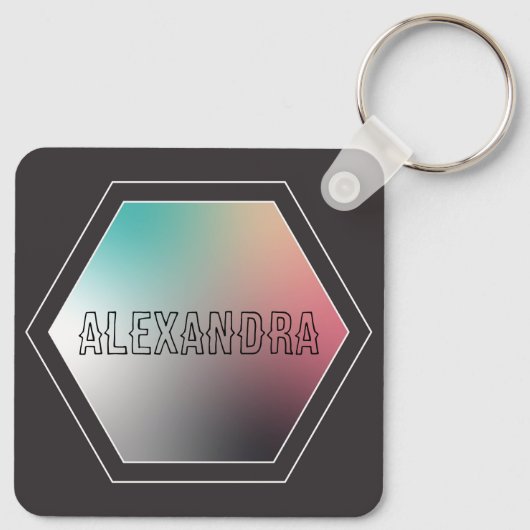 Holografisch gepersonaliseerd pastelverloop sleutelhanger (Achterkant)